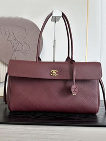 CC grained calfskin medium shopping bag AS6428 bordeaux