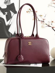 CC calfskin medium bowling bag AS6580 bordeaux