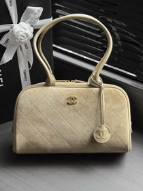 CC suede calfskin medium bowling bag AS6580 beige