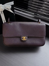 CC grained calfskin maxi flap bag AS6231 dark brown