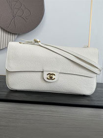 CC grained calfskin maxi flap bag AS6231 white