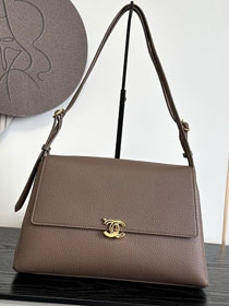 CC grained calfskin maxi flap bag AS6482 light brown