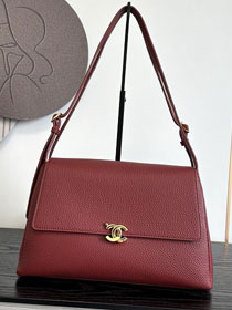 CC grained calfskin maxi flap bag AS6482 red