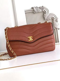 CC lambskin medium flap bag AS6497 brown