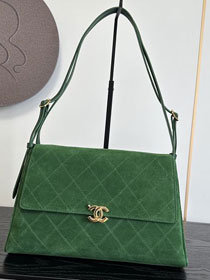 CC suede calfskin maxi flap bag AS6482 green