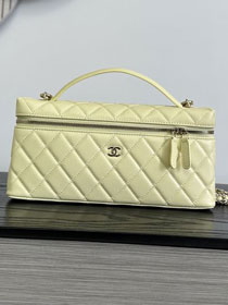 CC grained calfskin vanity with chain AP5436 yellow